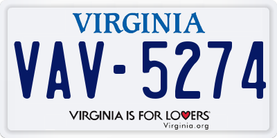 VA license plate VAV5274