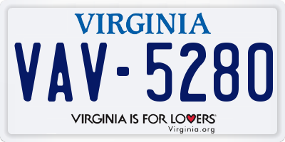 VA license plate VAV5280