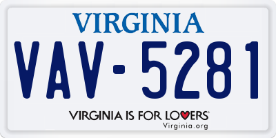 VA license plate VAV5281