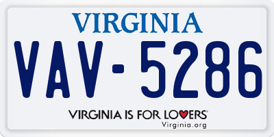 VA license plate VAV5286