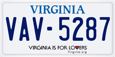 VA license plate VAV5287