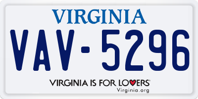 VA license plate VAV5296