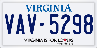 VA license plate VAV5298
