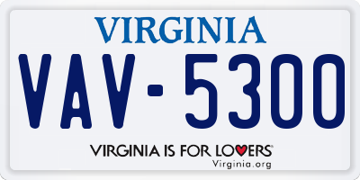 VA license plate VAV5300