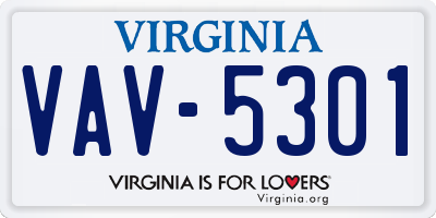 VA license plate VAV5301