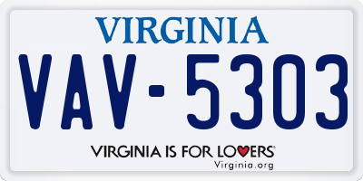 VA license plate VAV5303