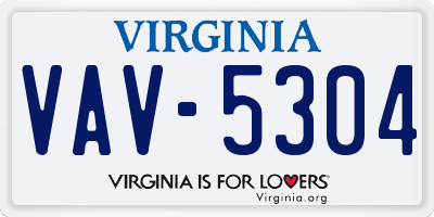 VA license plate VAV5304