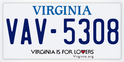 VA license plate VAV5308