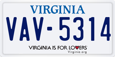 VA license plate VAV5314
