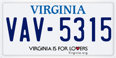 VA license plate VAV5315