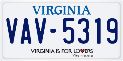 VA license plate VAV5319
