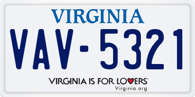 VA license plate VAV5321