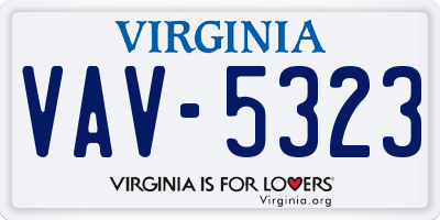 VA license plate VAV5323