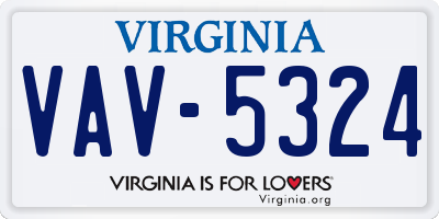 VA license plate VAV5324