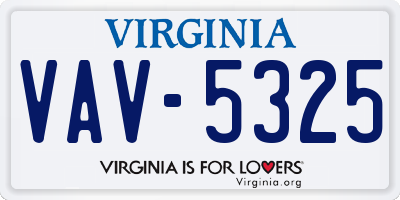 VA license plate VAV5325