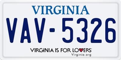 VA license plate VAV5326
