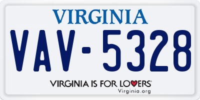 VA license plate VAV5328