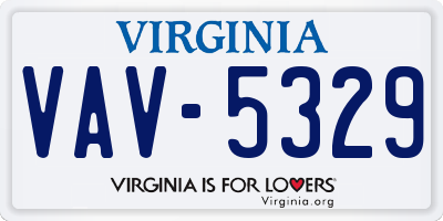 VA license plate VAV5329