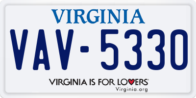 VA license plate VAV5330
