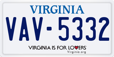 VA license plate VAV5332