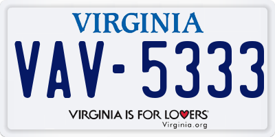 VA license plate VAV5333