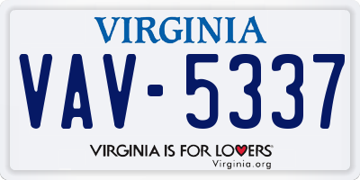 VA license plate VAV5337