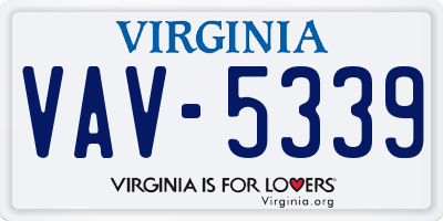 VA license plate VAV5339
