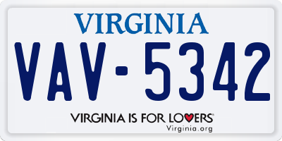 VA license plate VAV5342