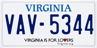 VA license plate VAV5344