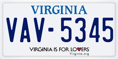 VA license plate VAV5345