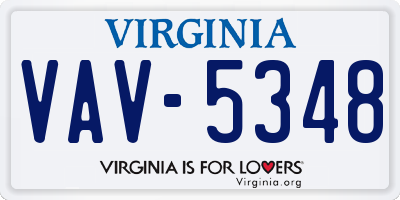 VA license plate VAV5348