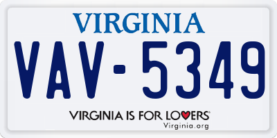 VA license plate VAV5349