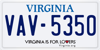 VA license plate VAV5350