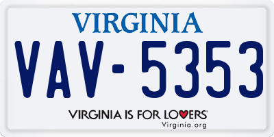 VA license plate VAV5353