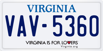 VA license plate VAV5360