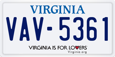 VA license plate VAV5361