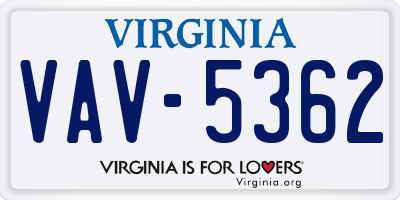 VA license plate VAV5362