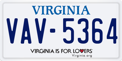 VA license plate VAV5364