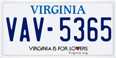 VA license plate VAV5365