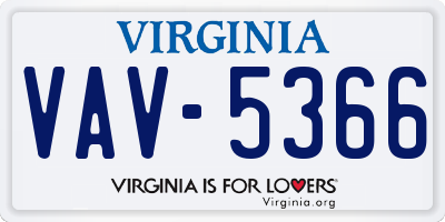 VA license plate VAV5366