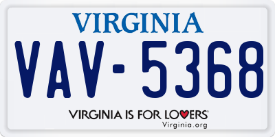 VA license plate VAV5368