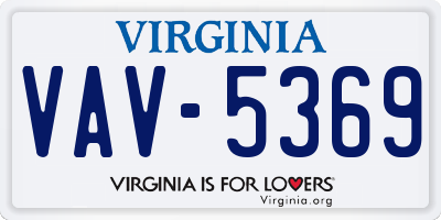 VA license plate VAV5369