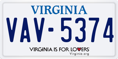 VA license plate VAV5374