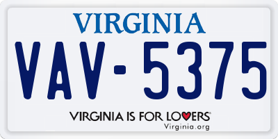 VA license plate VAV5375
