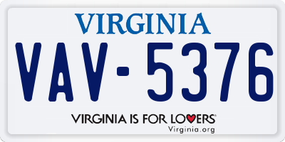 VA license plate VAV5376