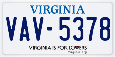 VA license plate VAV5378
