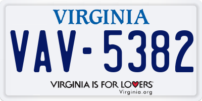 VA license plate VAV5382