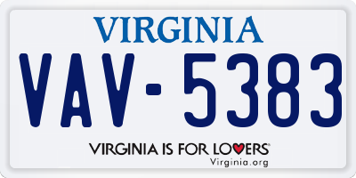 VA license plate VAV5383