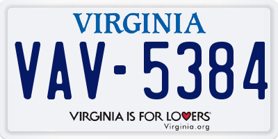 VA license plate VAV5384