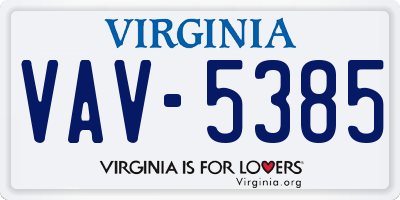 VA license plate VAV5385
